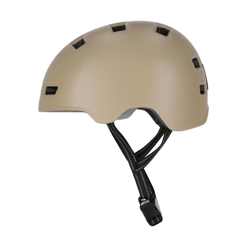 Skater fietshelm met voor- en achterlicht | Kleur Zand M 54-57cm | EN1078