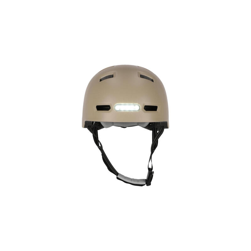 Skater fietshelm met voor- en achterlicht | Kleur Zand M 54-57cm | EN1078