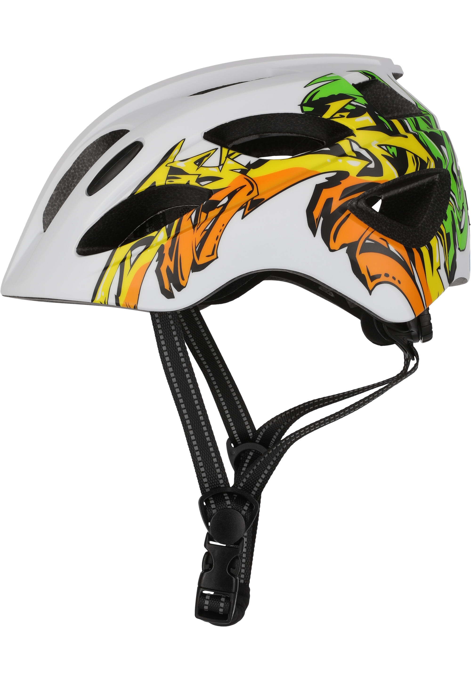Fietshelm kinderen 6-12 jaar| Geel Graffiti| Crazy Safety| EN1078 Certificatie 4/6
