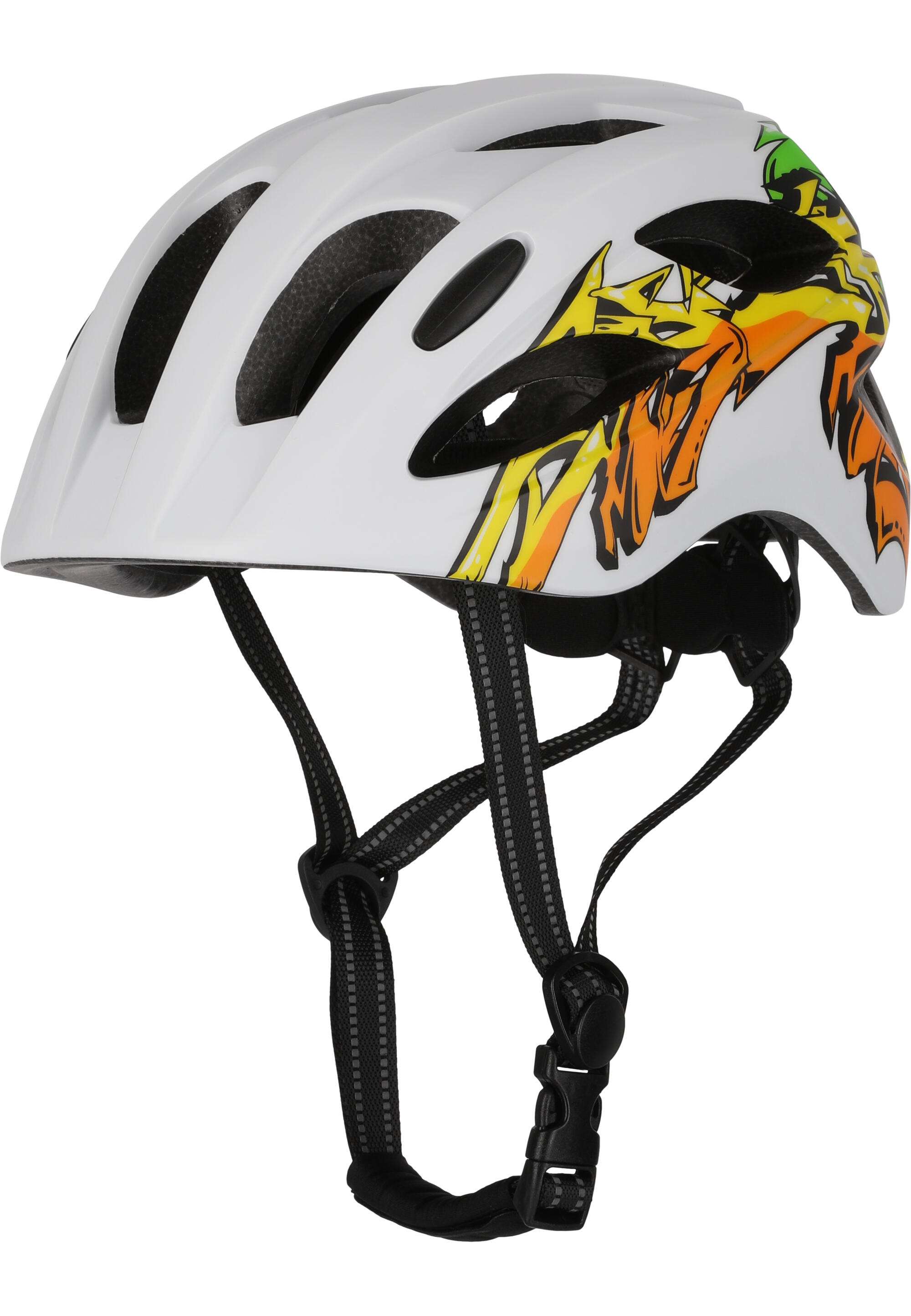 CRAZY SAFETY Fietshelm kinderen 6-12 jaar| Geel Graffiti| Crazy Safety| EN1078 Certificatie