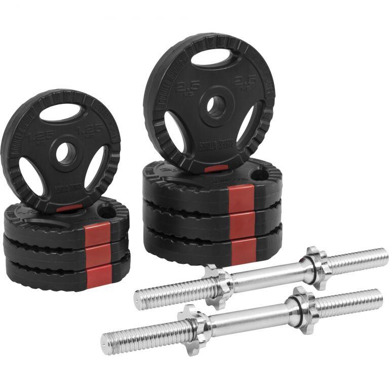 KIT HALTÈRES COURT 20KG AVEC DISQUES PLASTIQUES GRIP | MUSCULATION | 30MM/31MM 4