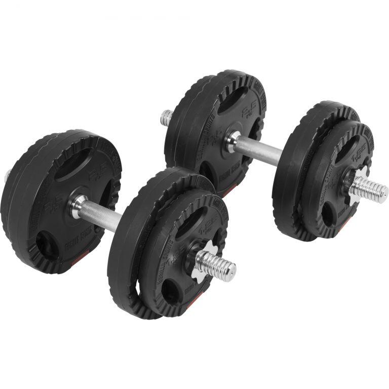 KIT HALTÈRES COURT 20KG AVEC DISQUES PLASTIQUES GRIP | MUSCULATION | 30MM/31MM