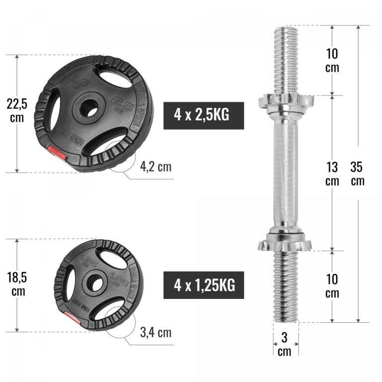 Kurzhantelset Kunststoff Gripper 20 kg, Hantelset, Gewichte, Griff gerändelt 7/7