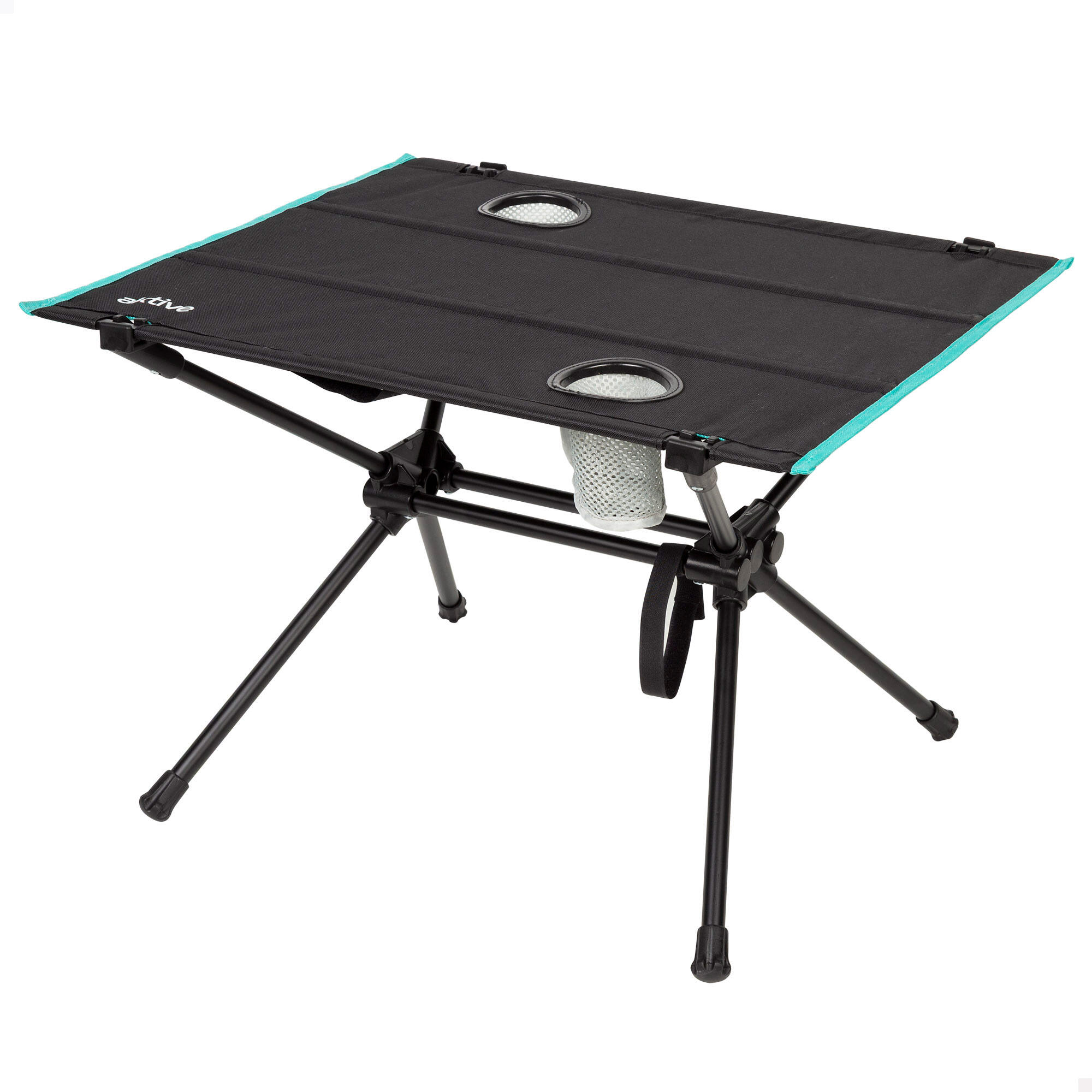Aktive - Aktive Table De Camping Pliante 63x56x42 Cm Avec Porte-gobelet - Table De Biwy - Noir - Taille Unique - Decathlon