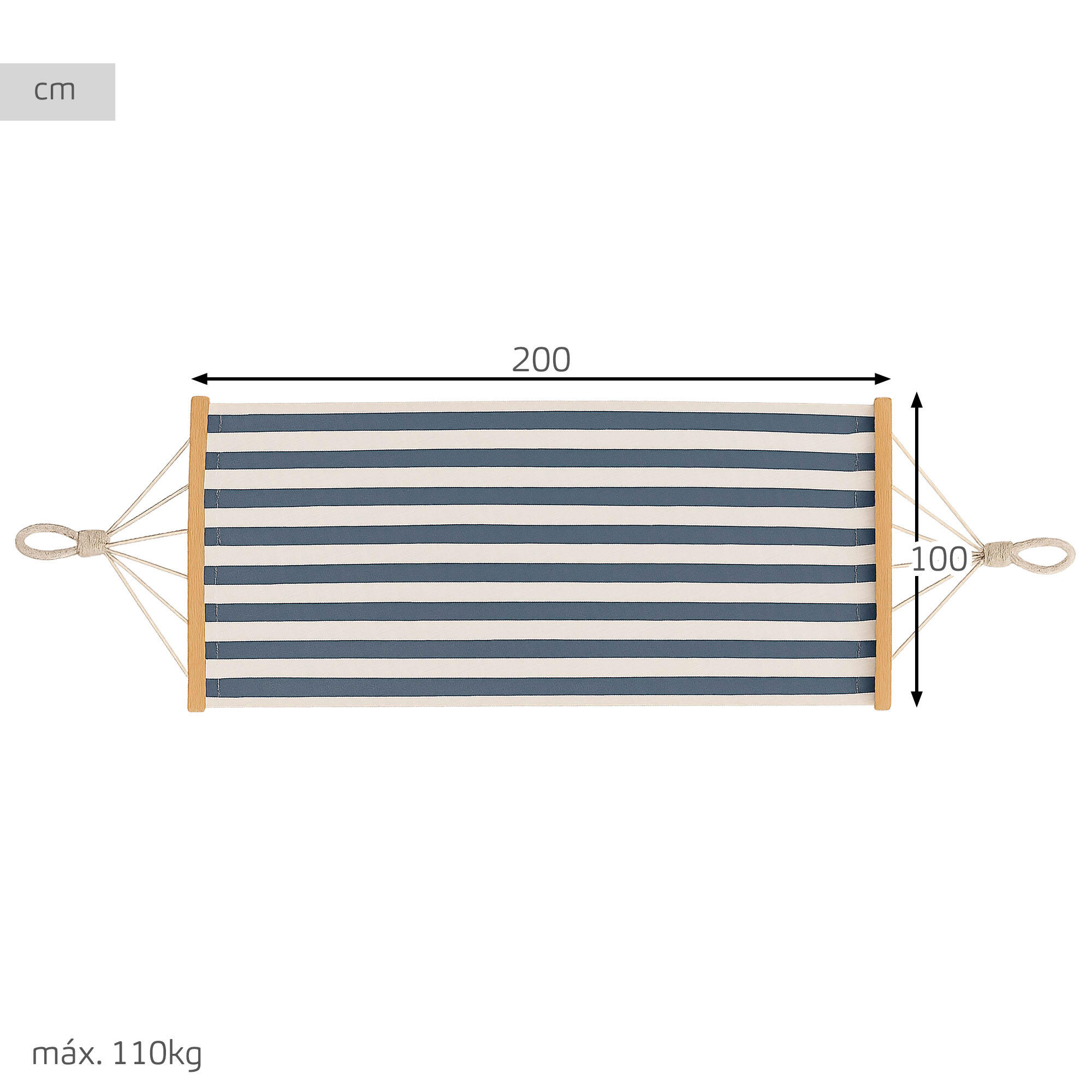 Aktive Amaca sospesa a righe 200x100 cm con supporti in legno 4/7