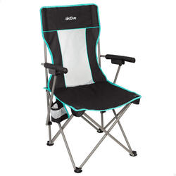 Aktive Chaise de camping pliante 48x48x102 cm noire avec dossier en filet