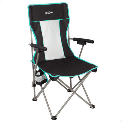Aktive Chaise de camping pliante 48x48x102 cm noire avec dossier en filet