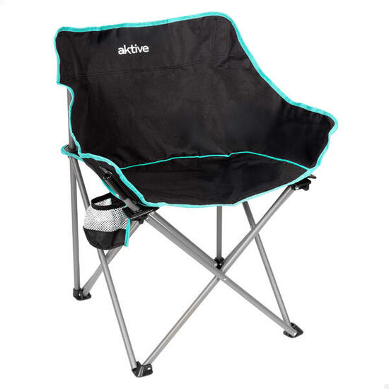 Aktive Opvouwbare campingstoel 50x47x74 cm met bekerhouder zwart