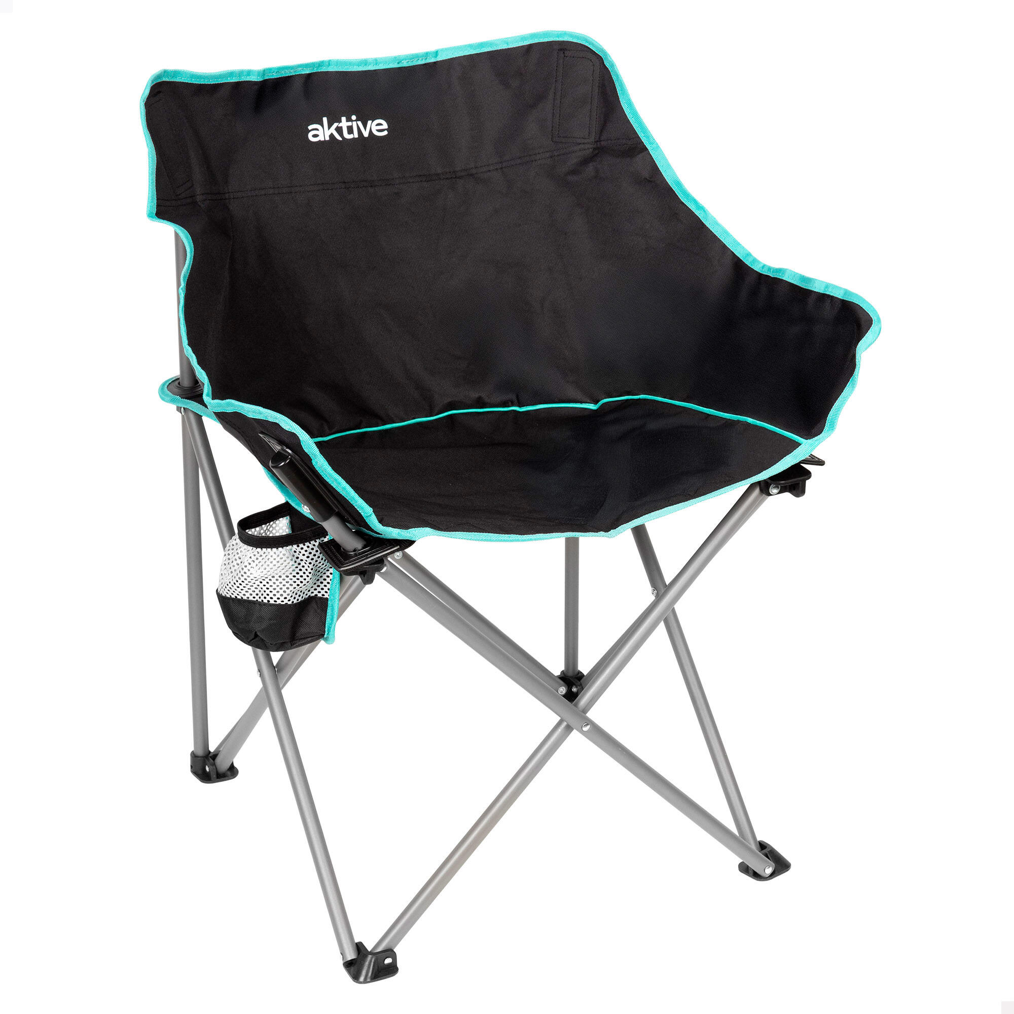 Aktive - Aktive Chaise De Camping Pliante 50x65x38 Cm Avec Porte-gobelet, Noire - Siège Pliant - Noir - Taille Unique - Decathlon