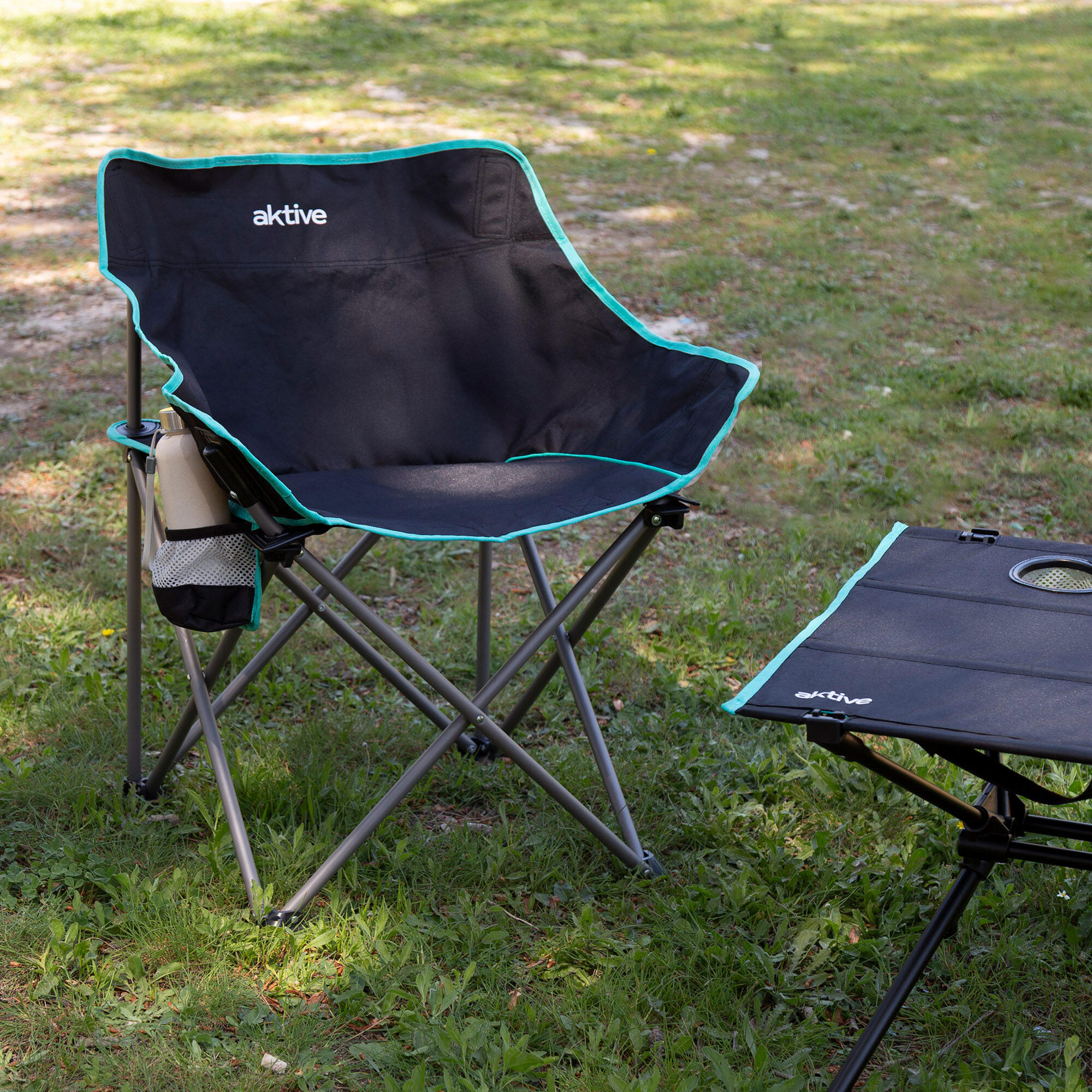 Aktive Chaise de camping pliante 50x65x38 cm avec porte-gobelet, noire 3/7