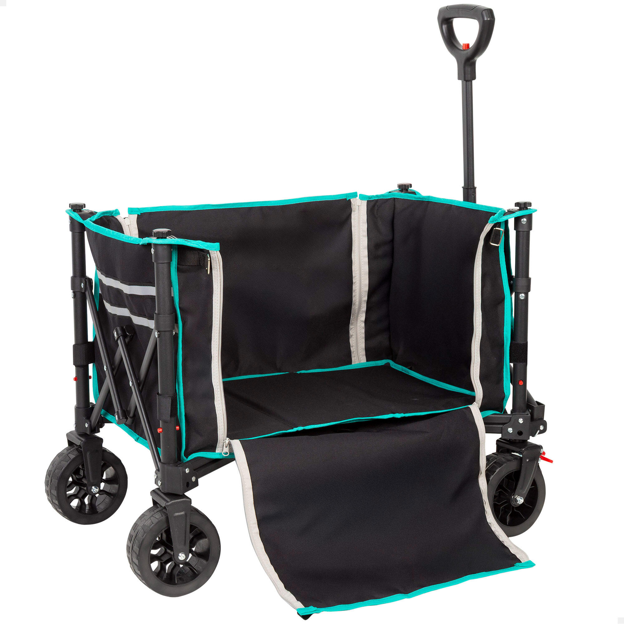 Aktive carrinho de praia dobrável 70x45x95 cm preto com rodas todo-terreno