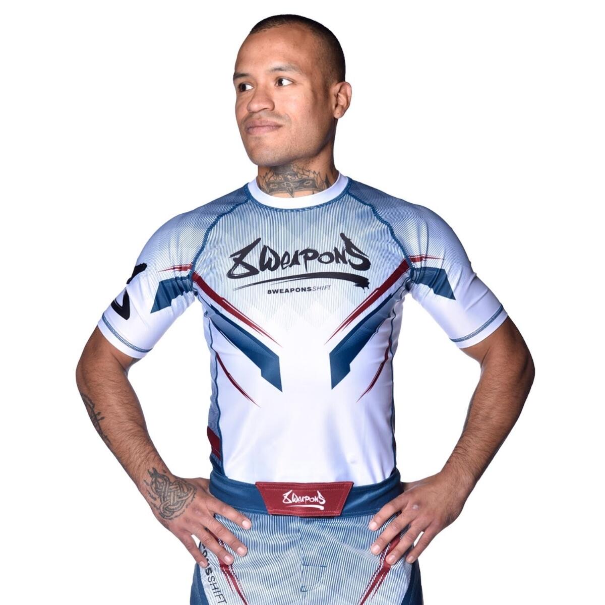 8 WEAPONS Rashguard, S/S, Shift, white-navy-red, L 4/7