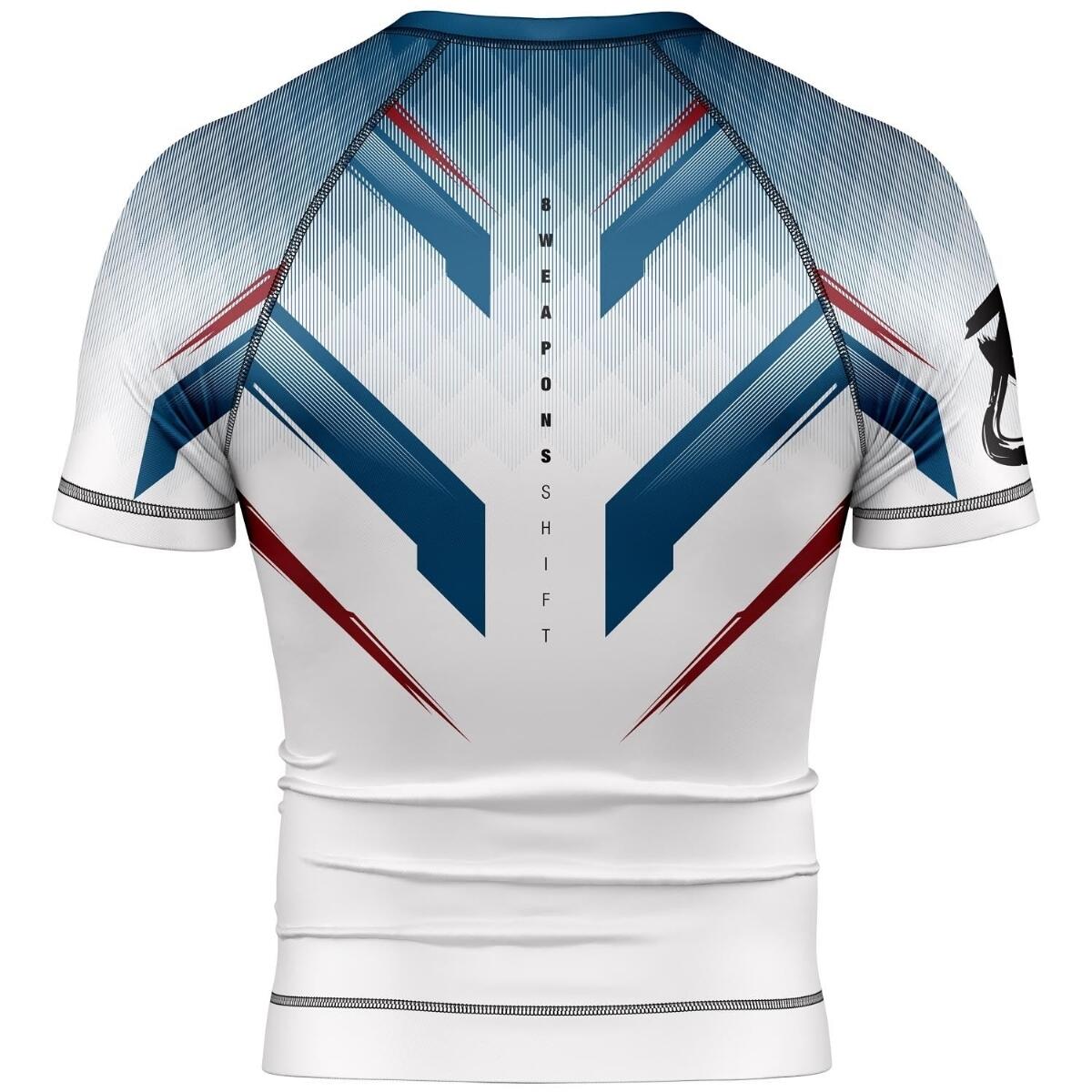 8 WEAPONS Rashguard, S/S, Shift, white-navy-red, L 3/7