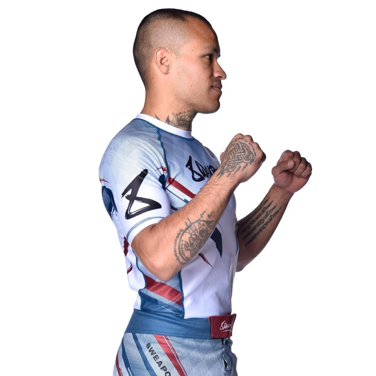 8 WEAPONS Rashguard, S/S, Shift, white-navy-red, L 5/7