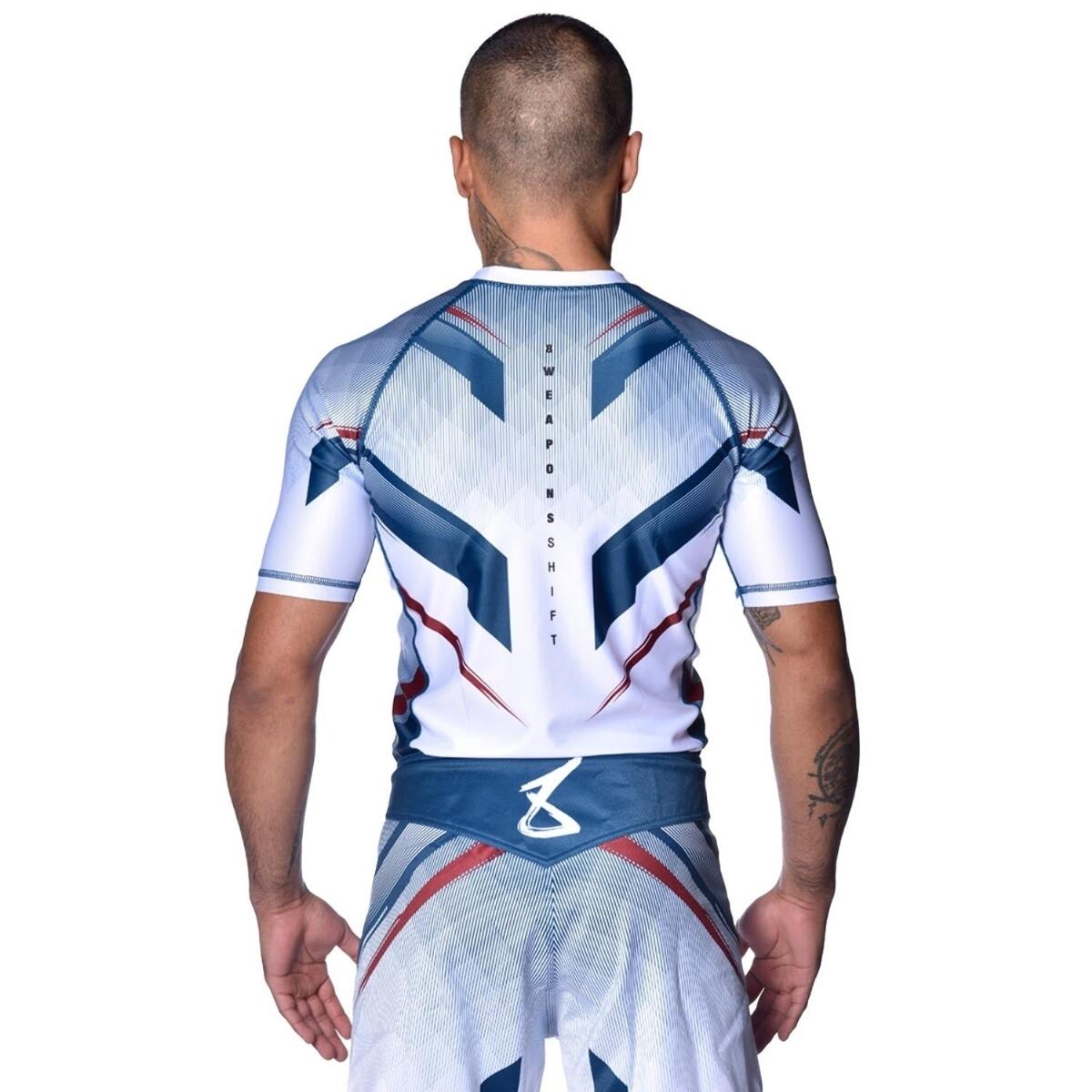 8 WEAPONS Rashguard, S/S, Shift, white-navy-red, L 6/7