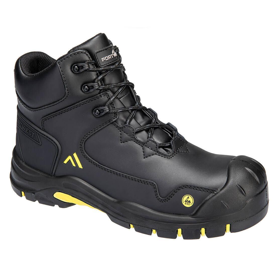 Unisex Adult Action Leather Composite Toecap Mid Boots (Black/Yellow) 2/2