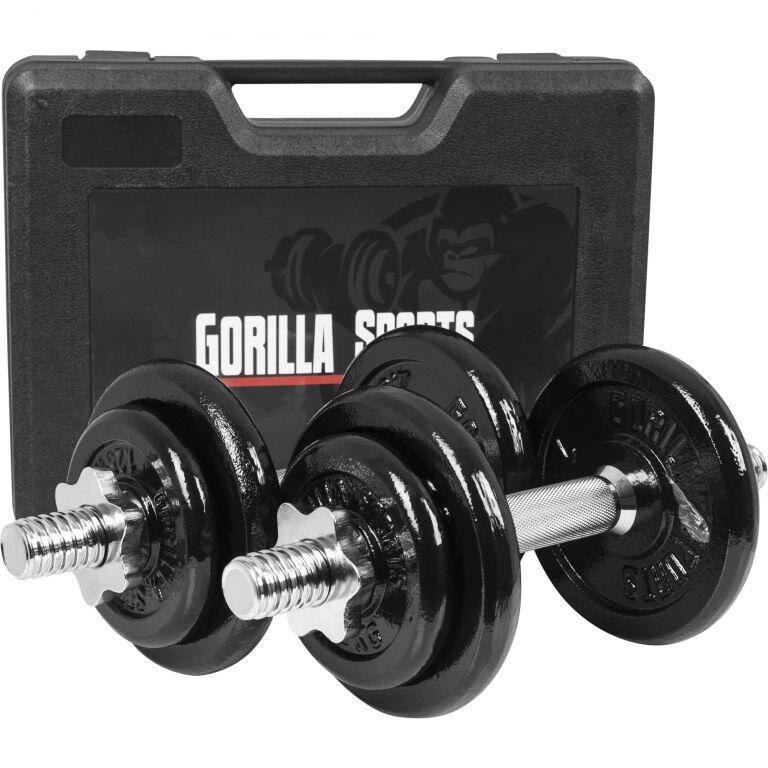 GORILLA SPORTS Gorilla Sports Dumbellset - Halterset - Gietijzer - 20 kg In koffer - Dumbbells
