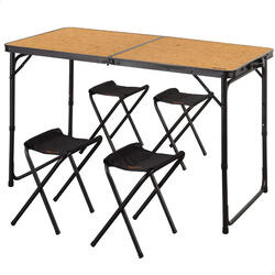 Aktive Table pliante 120x60 cm aluminium bambou avec 4 tabourets