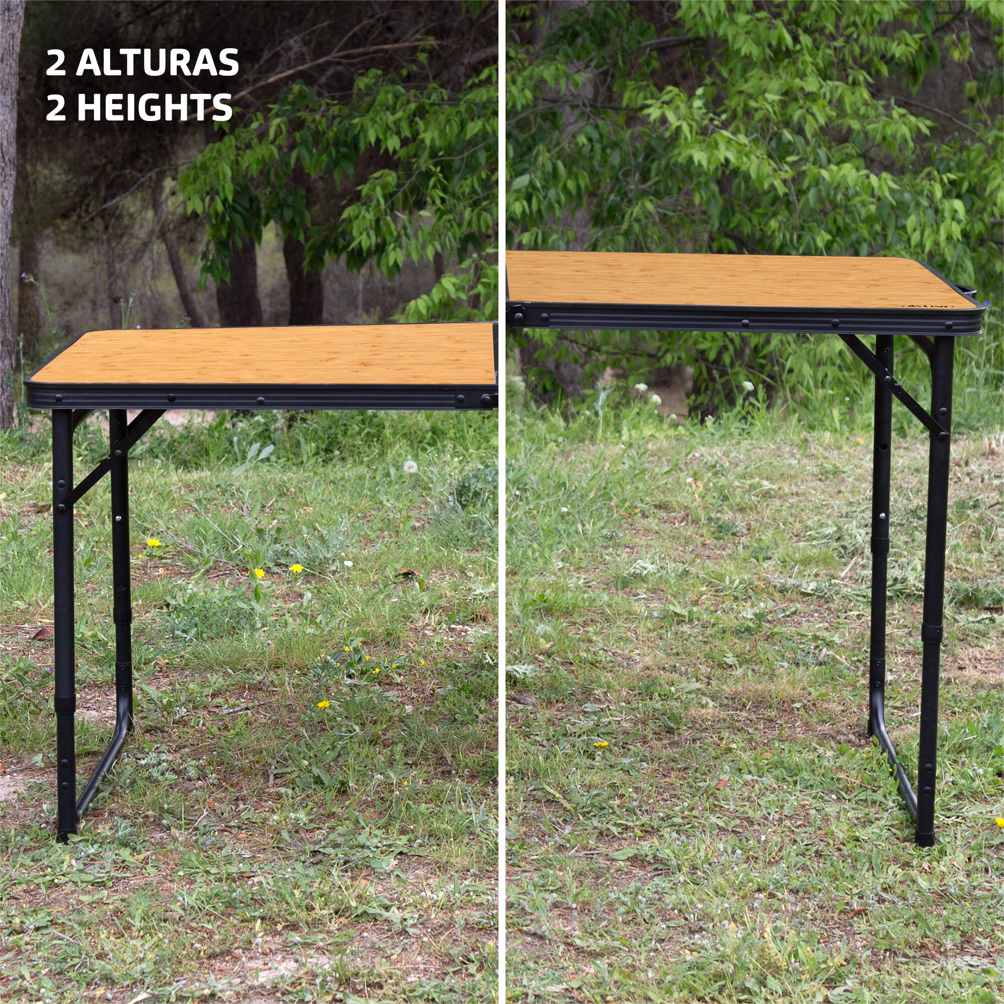 Aktive Table pliante 120x60 cm aluminium bambou avec 4 tabourets 5/7