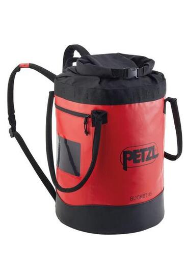 Petzl Bucket 45 L – wasserdichter TPU-Deckel-Pack, rot, gepolsterte Träger