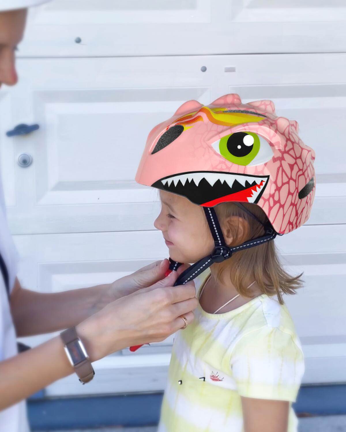 Casco da bicicletta per bambine Rosa Dino XS 46-51 cm 2/7