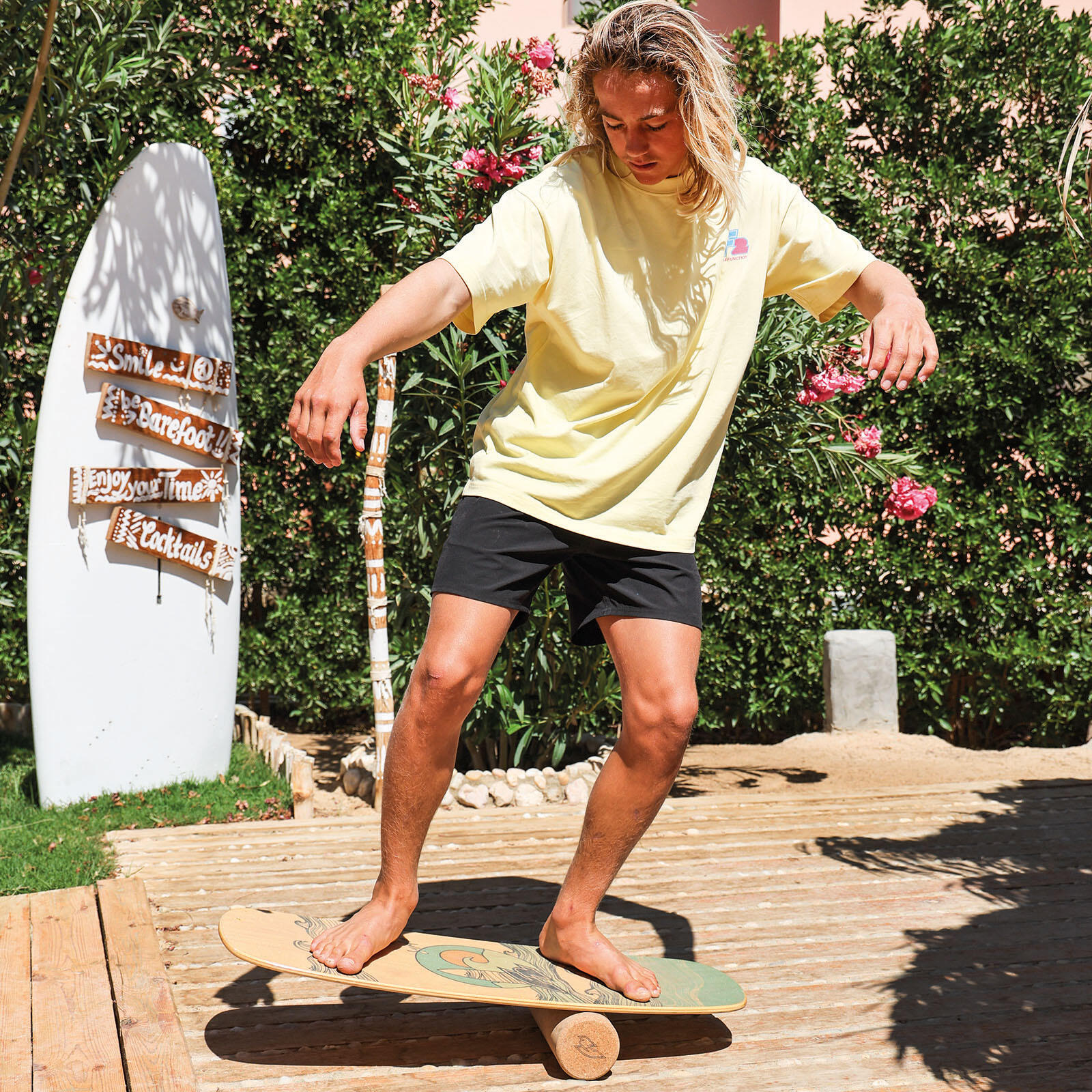 F2 Set Balance Board Peanut 86x32cm mit Korkrolle 4/7