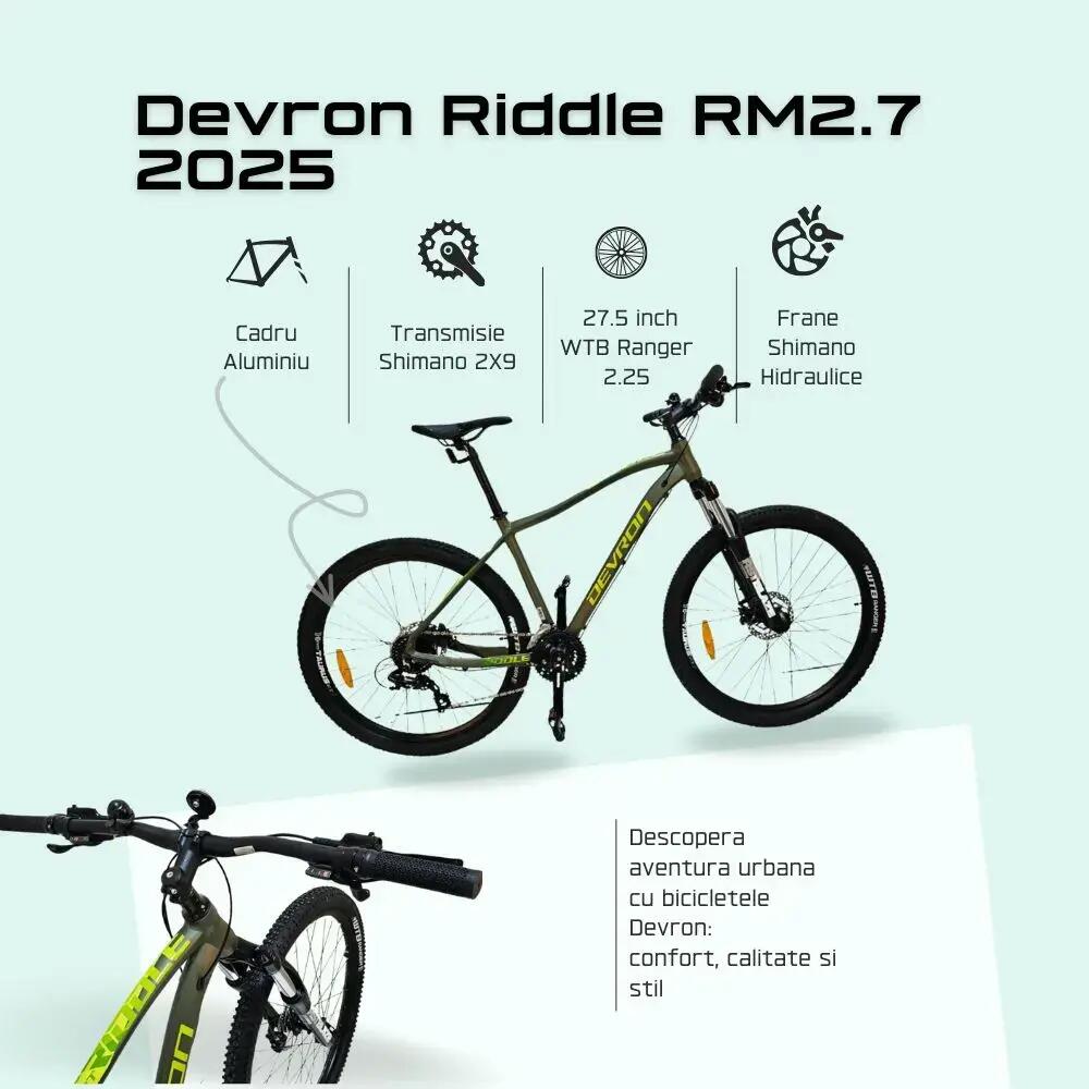 Bicicleta Devron Riddle RM2.7 2025 - 27.5 Inch, M, Verde 3/4