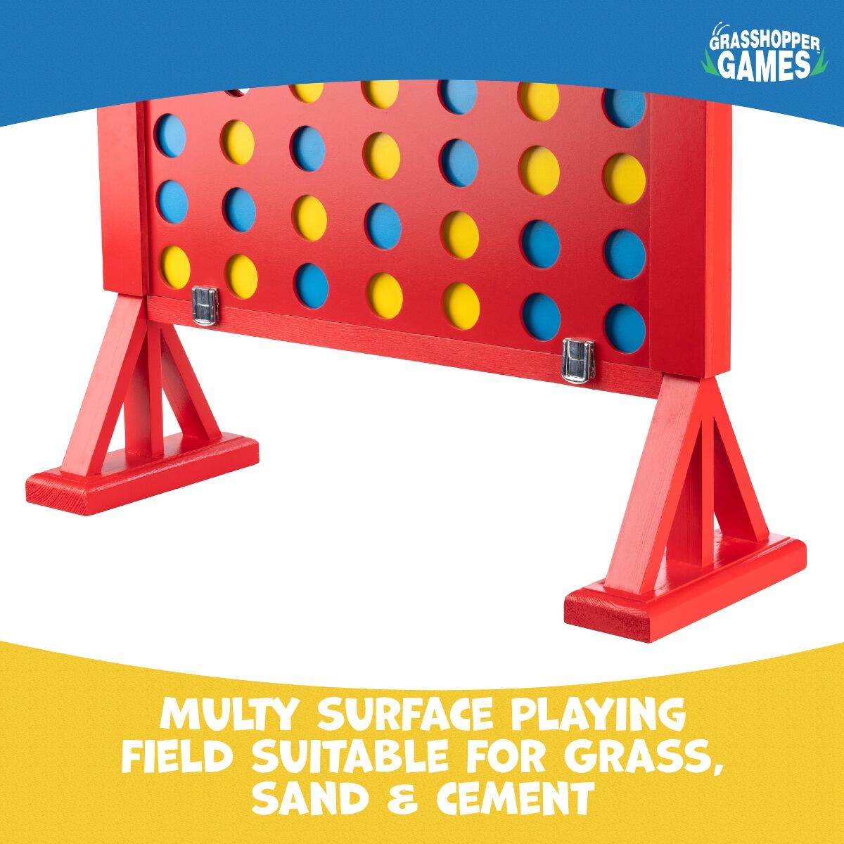 Grasshopper Games 4 in Row Game, 46 Discs and Carry Bag, Red 5/6