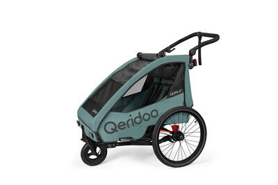 Qeridoo Fahrradanhänger QUPA 2 Plus Mineral Blue Jogger-Set