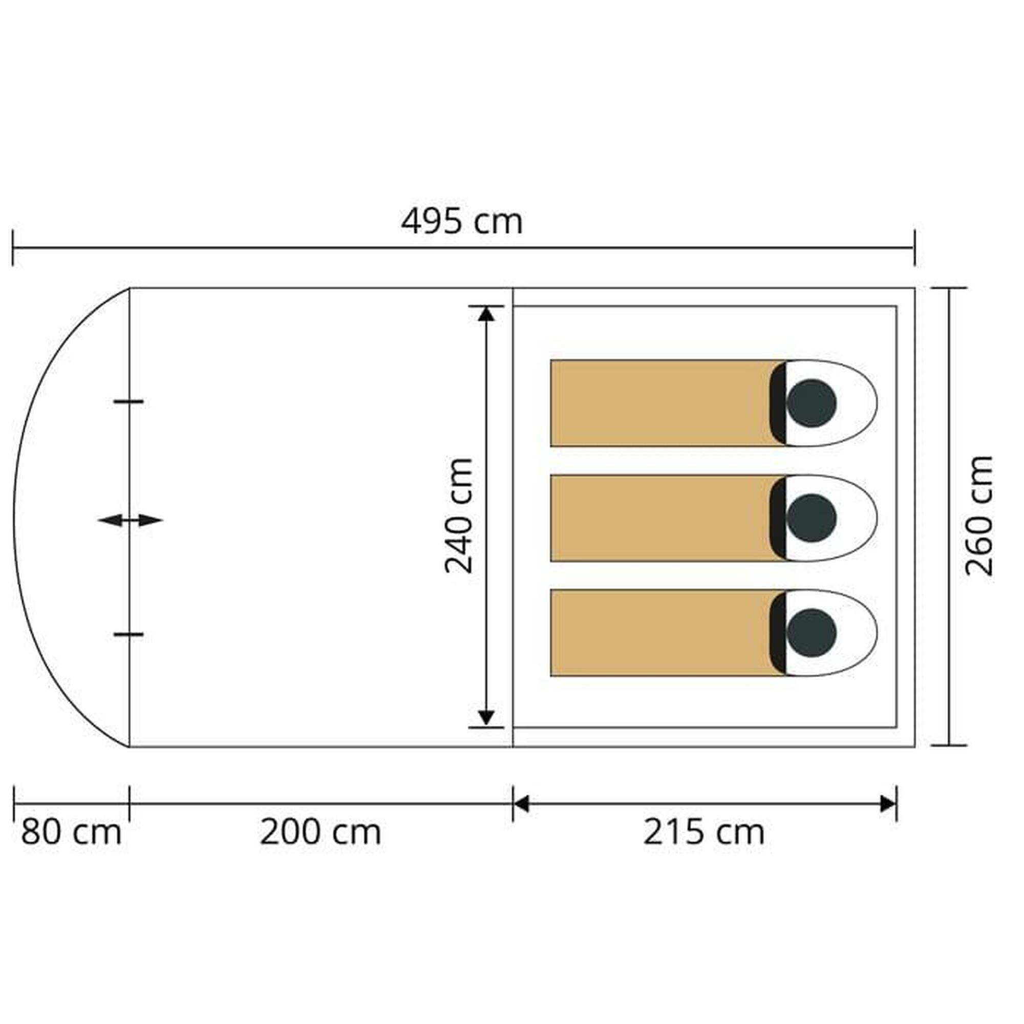Namiot kempingowy tunelowy Egersund 3 Sleeper Protect, 3-osobowy, 1 sypialnia