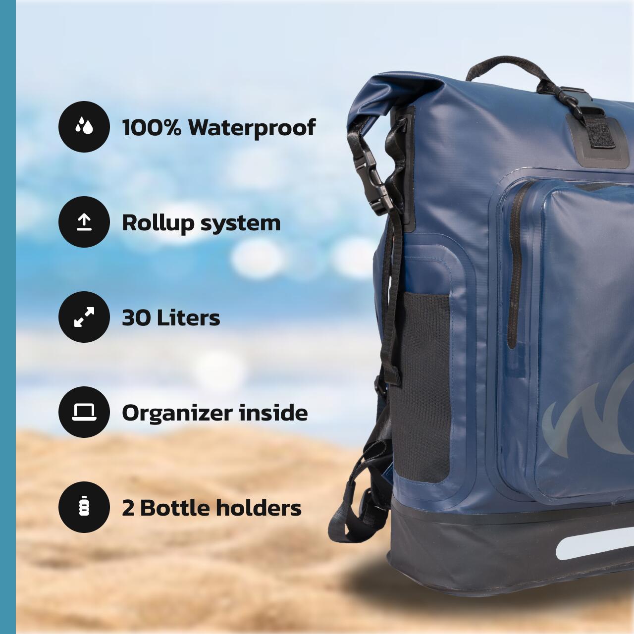 Waterproof Backpack 30L Blue 3/7