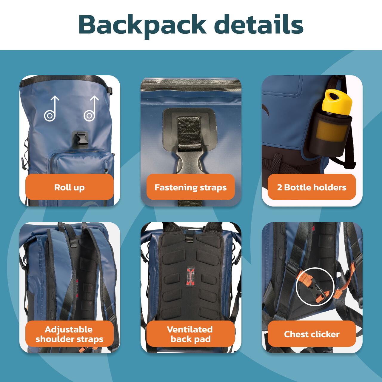 Waterproof Backpack 30L Blue 4/7
