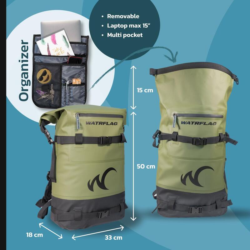 Sac à dos IMPERMEABLE 25L Vert olive