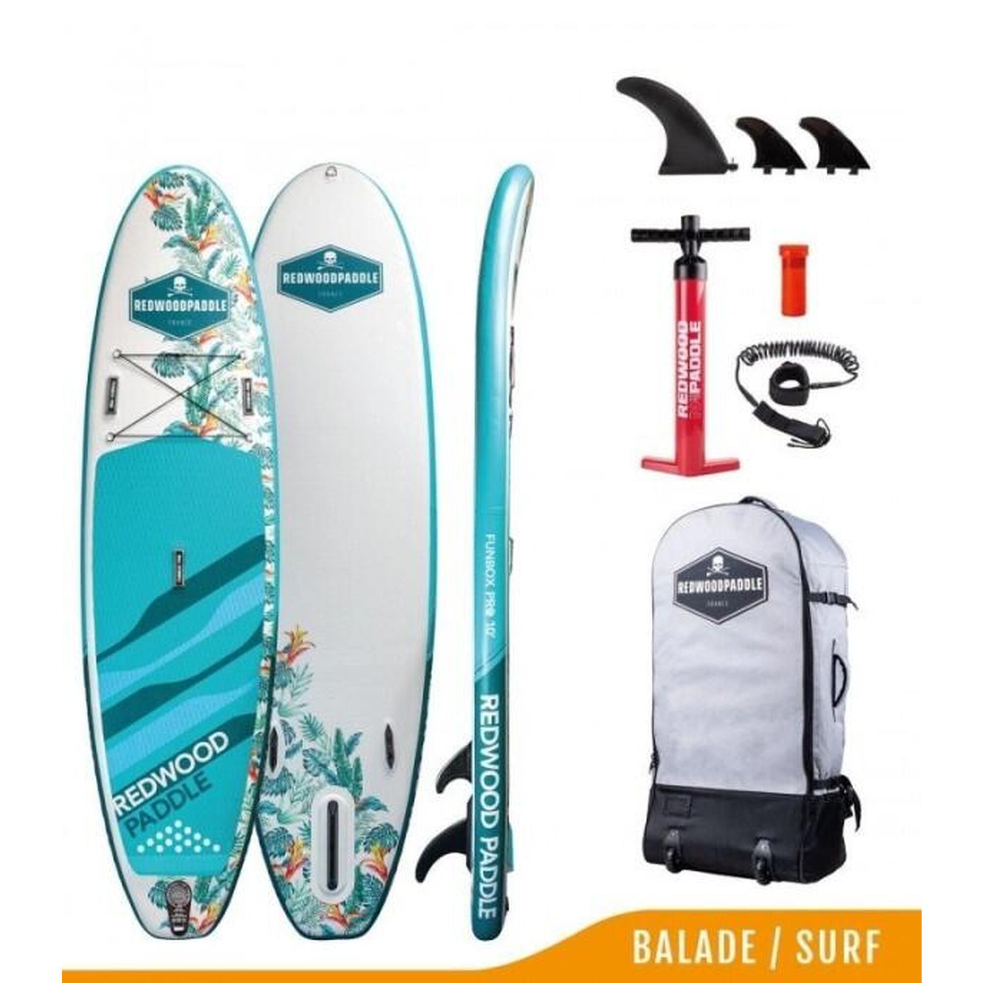 Redwoodpaddle - Stand Up Paddle 10 ' Caribbean - Set De Stand Up Paddle - Blanc|bleu|vert - No Size - Decathlon