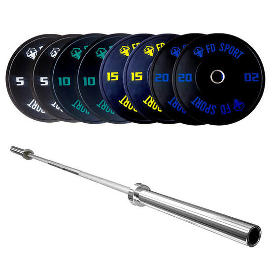 Kit di Bilanciere Olimpico 220 cm e Bumper FDBT 100 kg