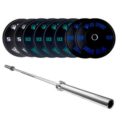 Set Bilanciere Olimpico 220 cm e 90 kg dischi bumper FDBT