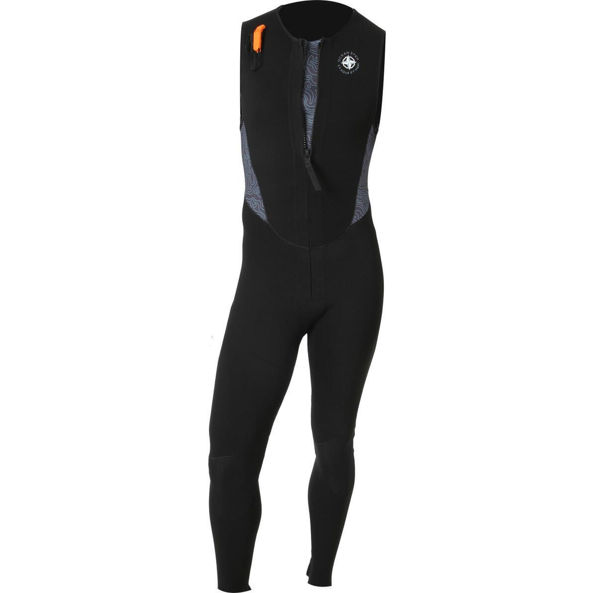 Ocean Step - 3/2 Longjohn Optimizer Front Zip - Combinaison Longe Cote Homme - Salopette Néoprène - Noir - 38 S - Decathlon