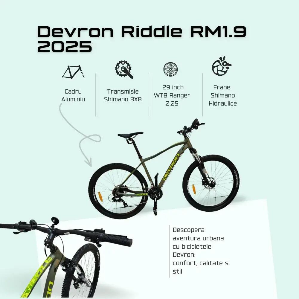 Mtb kerékpár Devron Riddle RM1.9 2025 - 29 hüvelyk, L, Zöld 3/4