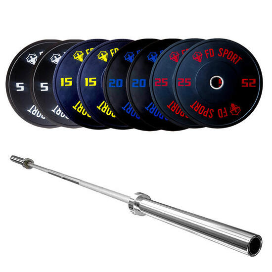 Kit Bilanciere Olimpico 220 cm e dischi bumper 130 kg FDBT