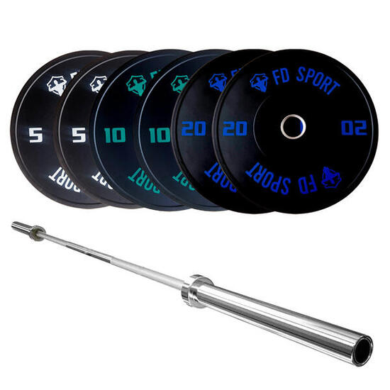 Kit Pesi Bumper 70 kg FDBT e Bilanciere Olimpico 220 cm