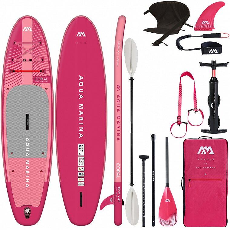 Deska SUP allround WOMAN AQUA MARINA CORAL 10'2" siedzisko i wiosło kajakowe