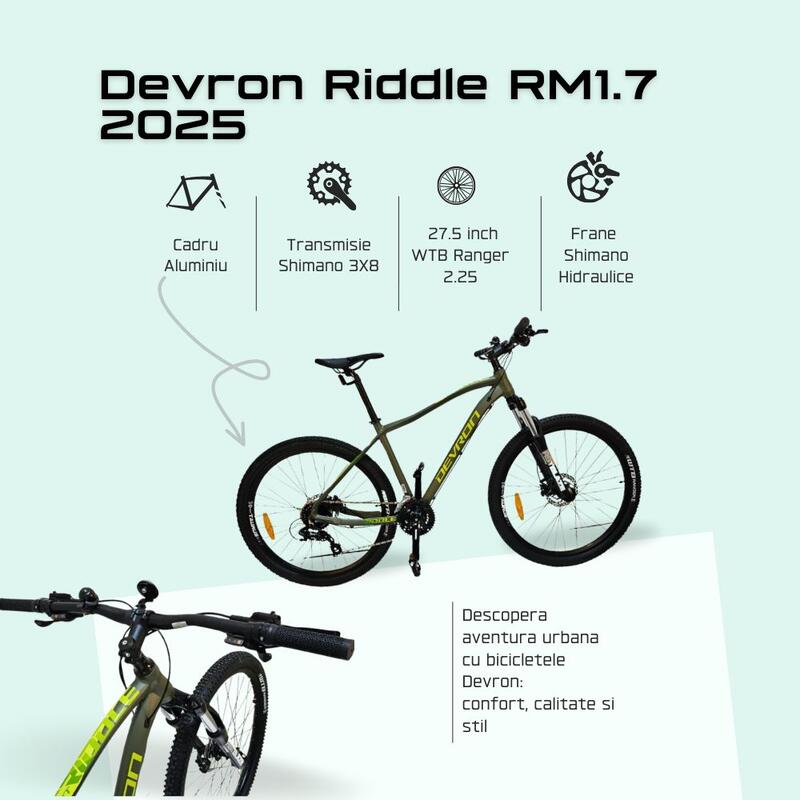 Bicicleta Mtb Devron Riddle RM1.7 - 27.5 Inch, L, Verde