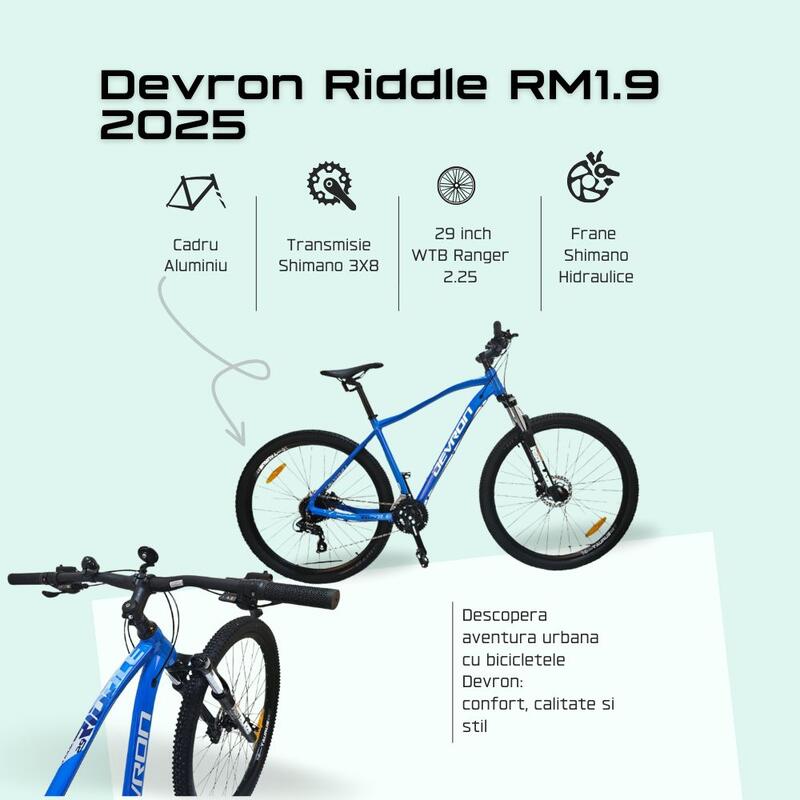 Bicicleta Mtb Devron Riddle RM1.9 - 29 Inch, M, Albastru