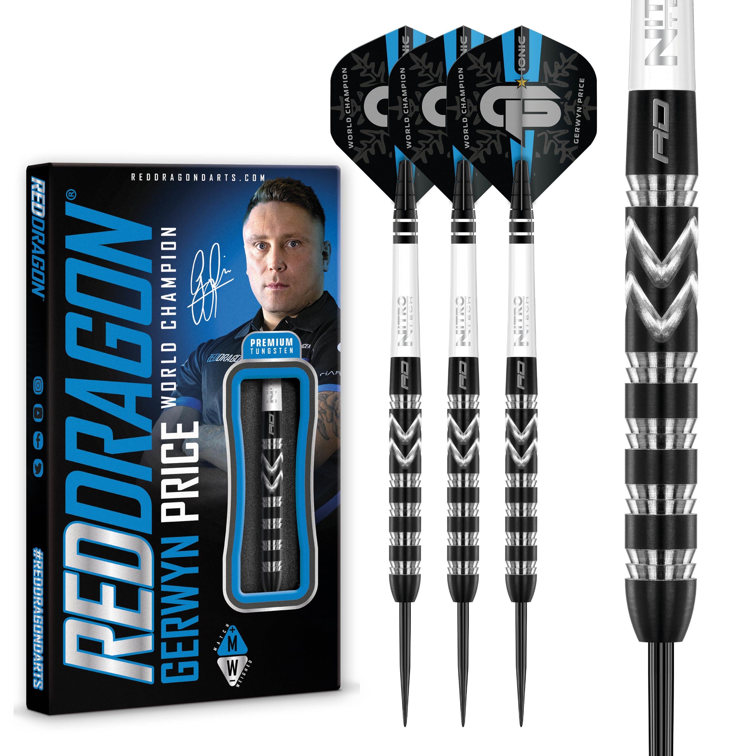 RED DRAGON DARTS Red Dragon Gerwyn Price Iceman WC 26g Tungsten Darts Set with Flights and Stems