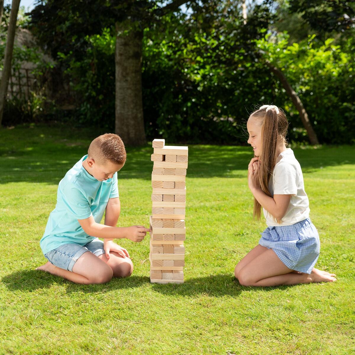 Grasshopper Games Giant Stack ‘N’ Fall, Classic Stacking Timber Game, Wooden 2/6