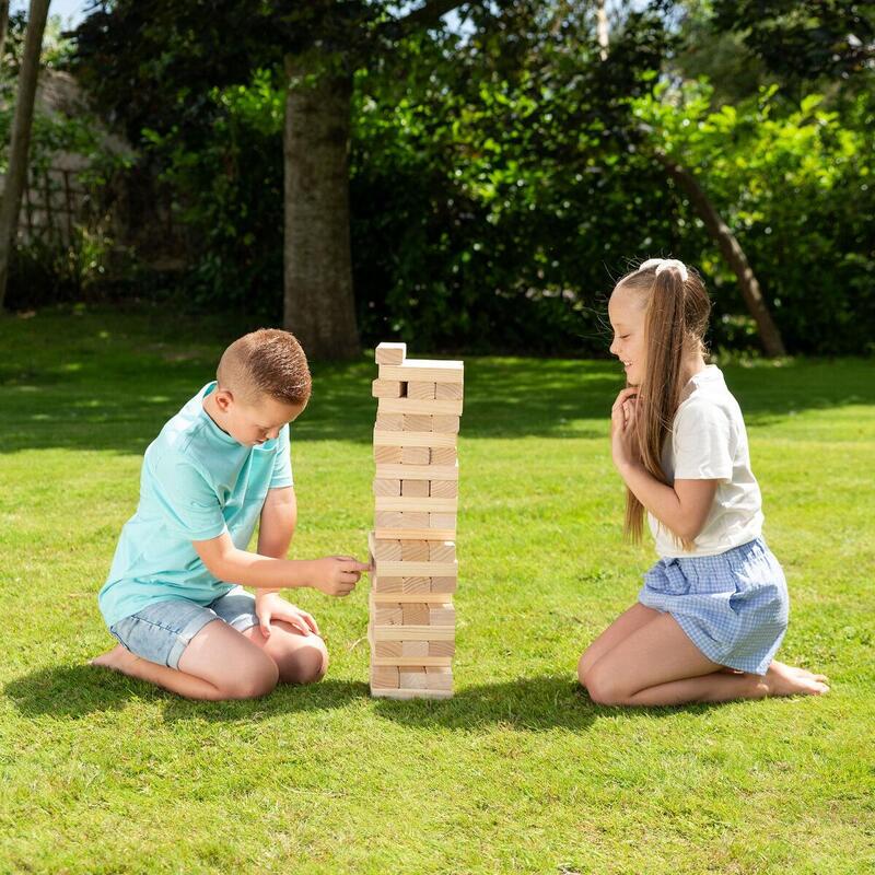 Grasshopper Games Giant Stack ‘N’ Fall, Classic Stacking Timber Game, Wooden