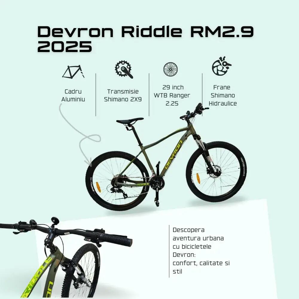 Mtb kerékpár Devron Riddle RM2.9 2025 - 29 hüvelyk, M, zöld 3/4