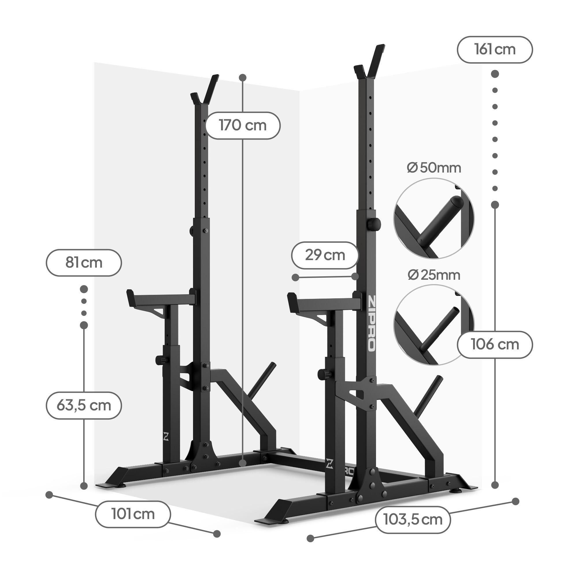 Suporte de barra Zipro LIFT com área de carga e segurança 7/8