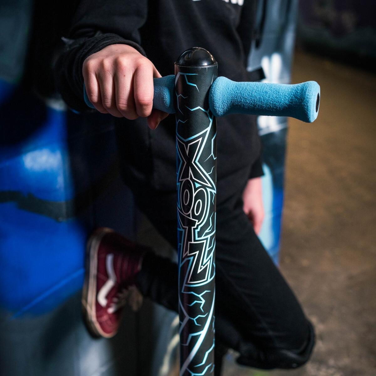 Xootz Pogo Stick, Volt Design for Kids, Soft Handlebars, Black/Blue 3/6