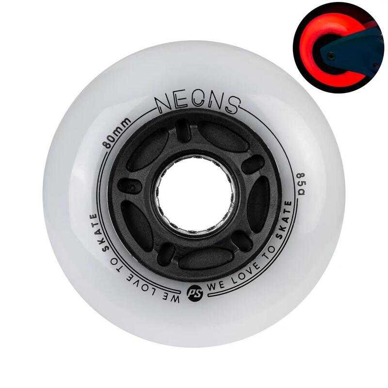 Zestaw 4 kółka do rolek świecące LED Powerslide Neons 80/85A Red